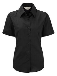 Russell Collection J933F - Women's short sleeve Oxford shirt Black