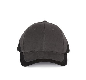 K-up KP045 - RACING - BI-COLOUR 6 PANEL CAP Dark Grey / Black