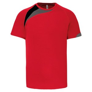 ProAct PA436 - SHORT SLEEVE SPORTS T-SHIRT Sporty Red / Black / Storm Grey