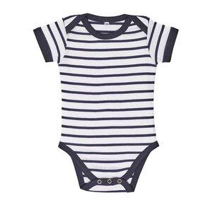 SOL'S 01401 - MILES BABY Baby Striped Bodysuit Blanc / Marine