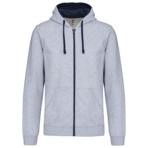 Kariban K466 - Contrast hooded full zip sweatshirt Oxford Grey / Navy