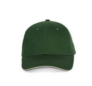 K-up KP153 - SANDWICH PEAK CAP - 6 PANELS Forest Green / Beige