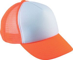 K-up KP143 - KIDS TRUCKER MESH CAP - 5 PANELS White / Fluorescent Orange