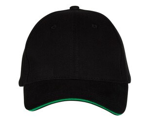 Black&Match BM911 - 6-panel sandwich cap Black/Kelly Green