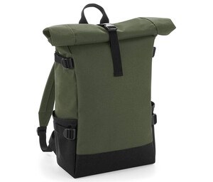 Bag Base BG858 - Colorful Backpack With Roll Up Flap Olive Green/Black