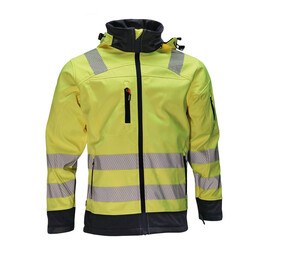 Herock HK190 - Gregor High Visibility Softshell Jacket  Fluorescent Yellow/Navy