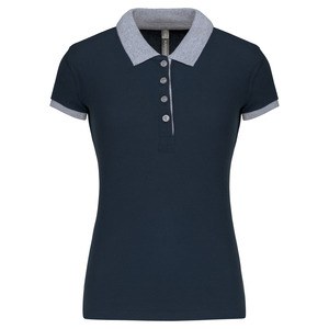 Kariban K259 - Ladies’ two-tone piqué polo shirt Navy / Oxford Grey