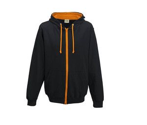 AWDIS JH053 - Contrast zipped hoodie Jet Black/ Orange Crush