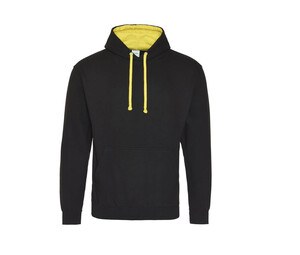 AWDIS JH003 - Contrast Hoodie Jet Black / Sun Yellow