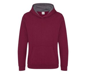 AWDIS JH03J - Children's sweatshirt with contrasting hood Burgundy/ Charcoal