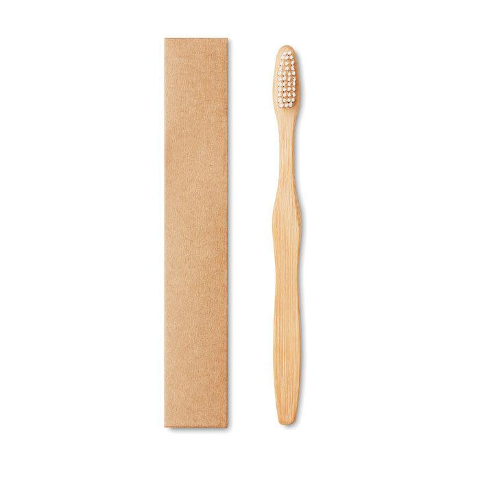 GiftRetail MO9877 - DENTOBRUSH Bamboo toothbrush in Kraft box