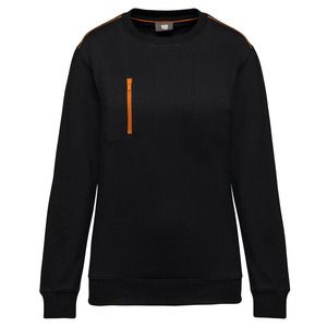WK. Designed To Work WK403 - Unisex DayToDay contrasting zip pocket sweatshirt Black / Orange