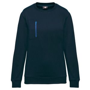 WK. Designed To Work WK403 - Unisex DayToDay contrasting zip pocket sweatshirt Navy / Royal Blue