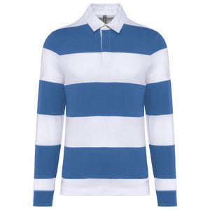 Kariban K285 - Unisex long-sleeved striped polo shirt Light Royal Blue / White Stripes