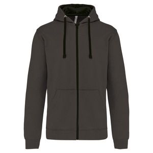 Kariban K466 - Contrast hooded full zip sweatshirt Dark Grey / Black