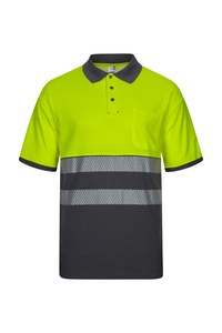 Velilla 305523 - RS SS TWO-TONE COTTON POLO GREY/HI-VIS YELLOW