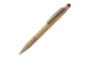 TopPoint LT87282 - Ball pen bamboo and wheatstraw with stylus BEIGE/RED