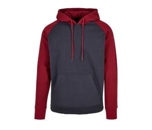 BUILD YOUR BRAND BYB005 - BASIC RAGLAN HOODY Navy/Burgundy