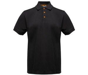 BLACK&MATCH BM100 - Contrasting button poloshirt Black / Orange