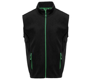 BLACK&MATCH BM500 - Contrasted polar fleece bodywarmer Black/ Kelly Green