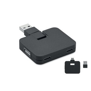 GiftRetail MO2254 - SQUARE-C 4 port USB hub Black