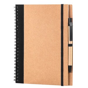 EgotierPro 30108 - A5 Cardboard Notebook with Pen & Elastic RECIKLA Black
