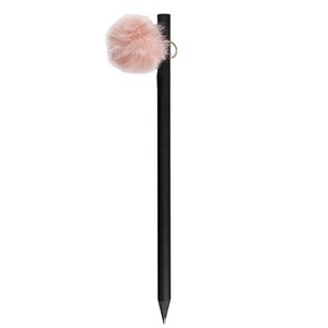 EgotierPro 37532 - Black Wooden Pencil with Colored Pompon GINGER