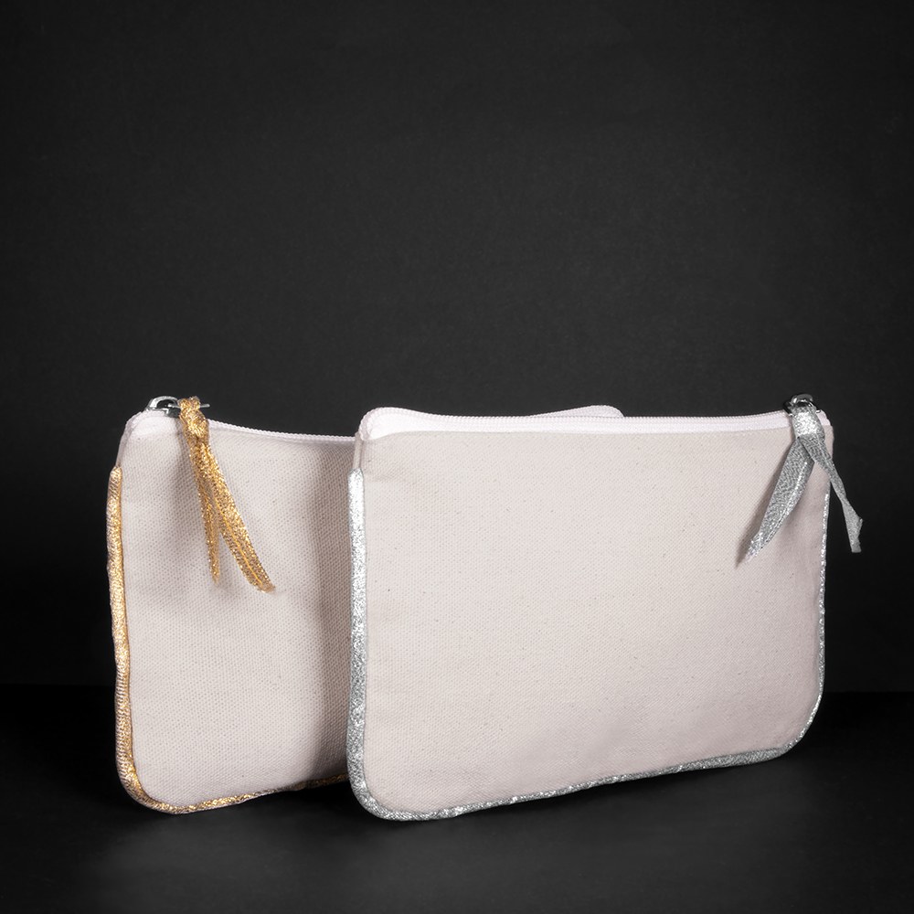 EgotierPro 39512 - Canvas Cotton Toilet Bag with Metallic Accents PRETTY
