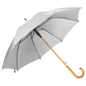 EgotierPro 39529 - Automatic Wooden Handle Umbrella, 190T Polyester CLOUDY