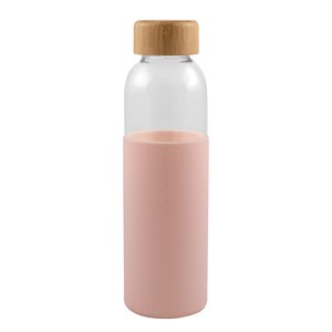 EgotierPro 50019 - Glass Bottle with Bamboo Cap, 500ml GIN Pink