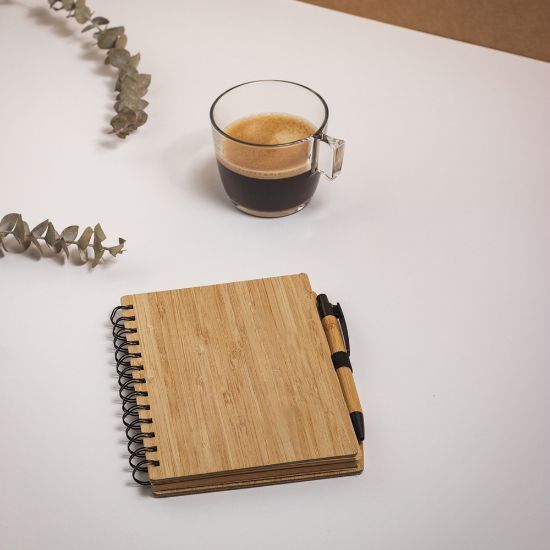 EgotierPro 50053 - Bamboo Notebook with Kraft Sheets & Pen PANDA