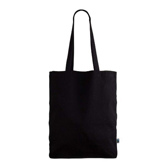 EgotierPro 52045 - Fairtrade Black Cotton Bag with Long Handles FAIRTRADE