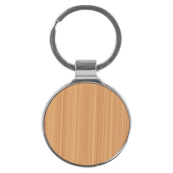 EgotierPro 52533 - Bamboo and Metal Round Keychain CELERES