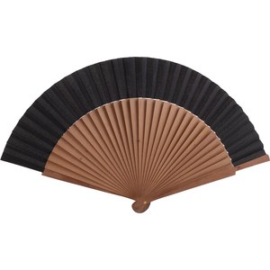 EgotierPro 53019 - Natural Dark Wood Fan with Satin Bag HARUSI