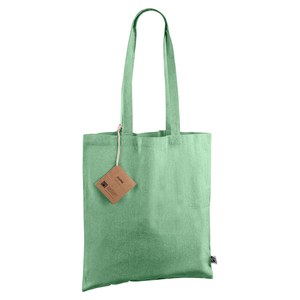 EgotierPro 53519 - Fairtrade Recycled Cotton Long-Handle Bag DUNE Green