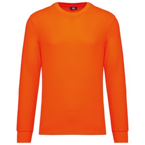 WK. Designed To Work WK318 - Unisex eco-friendly polycotton long sleeved t-shirt Fluorescent Orange