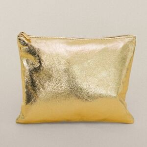 EgotierPro 52544 - Gold PU Flat Toilet Bag PIKUY