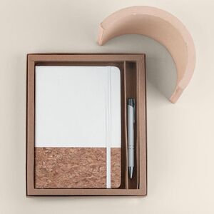 EgotierPro 53590 - Cork Notebook and Rubber Pen Set ECLIPSE